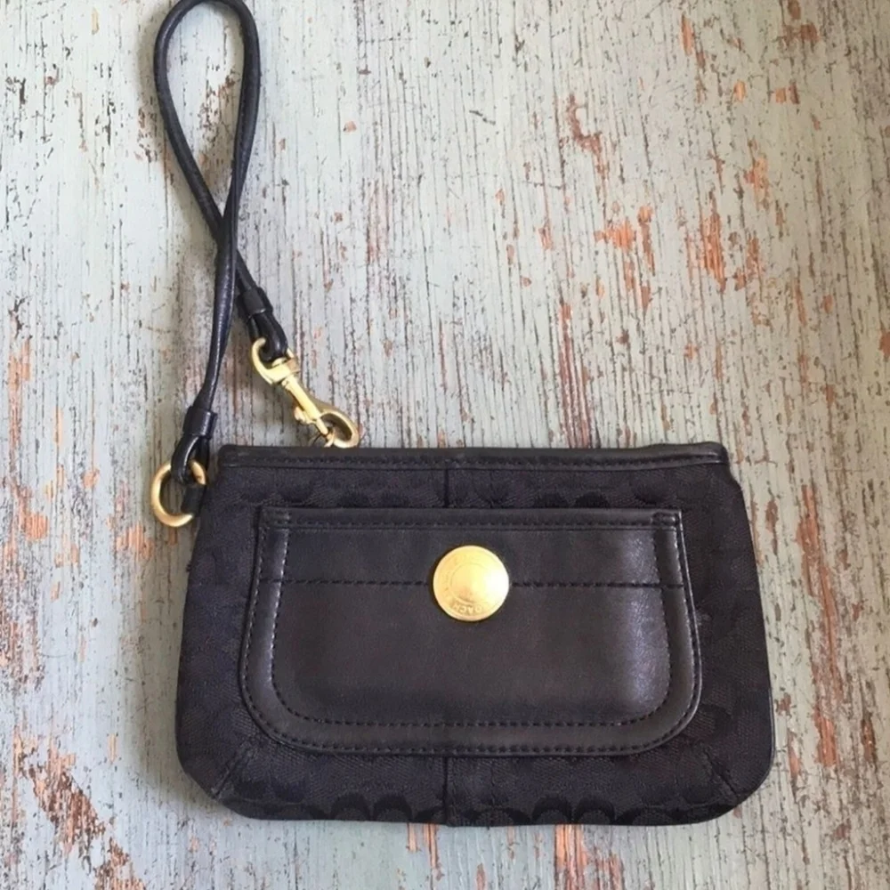 Coach | 1941 Leather Trim Canvas Wristlet | Color: Black | Vintage